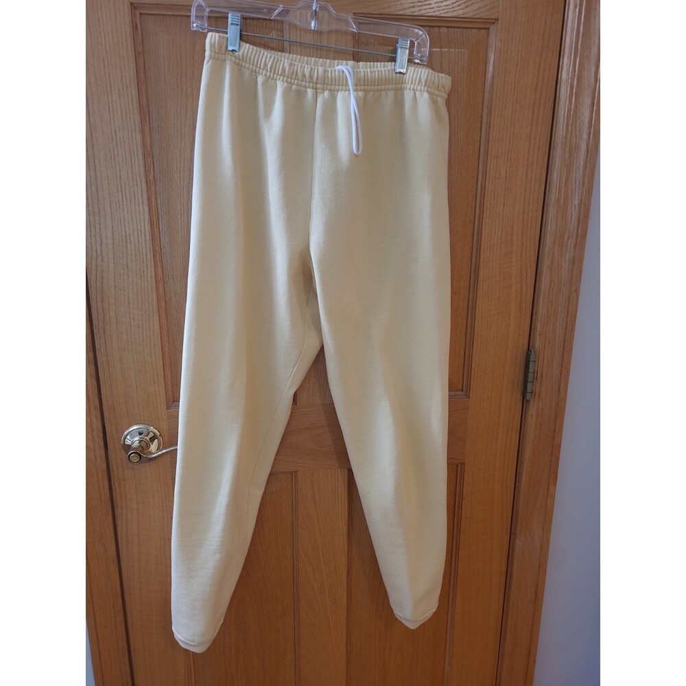Vintage 90s JERZEES Pale Yellow Jogger Drawstring Sweatpants Size M Made in USA